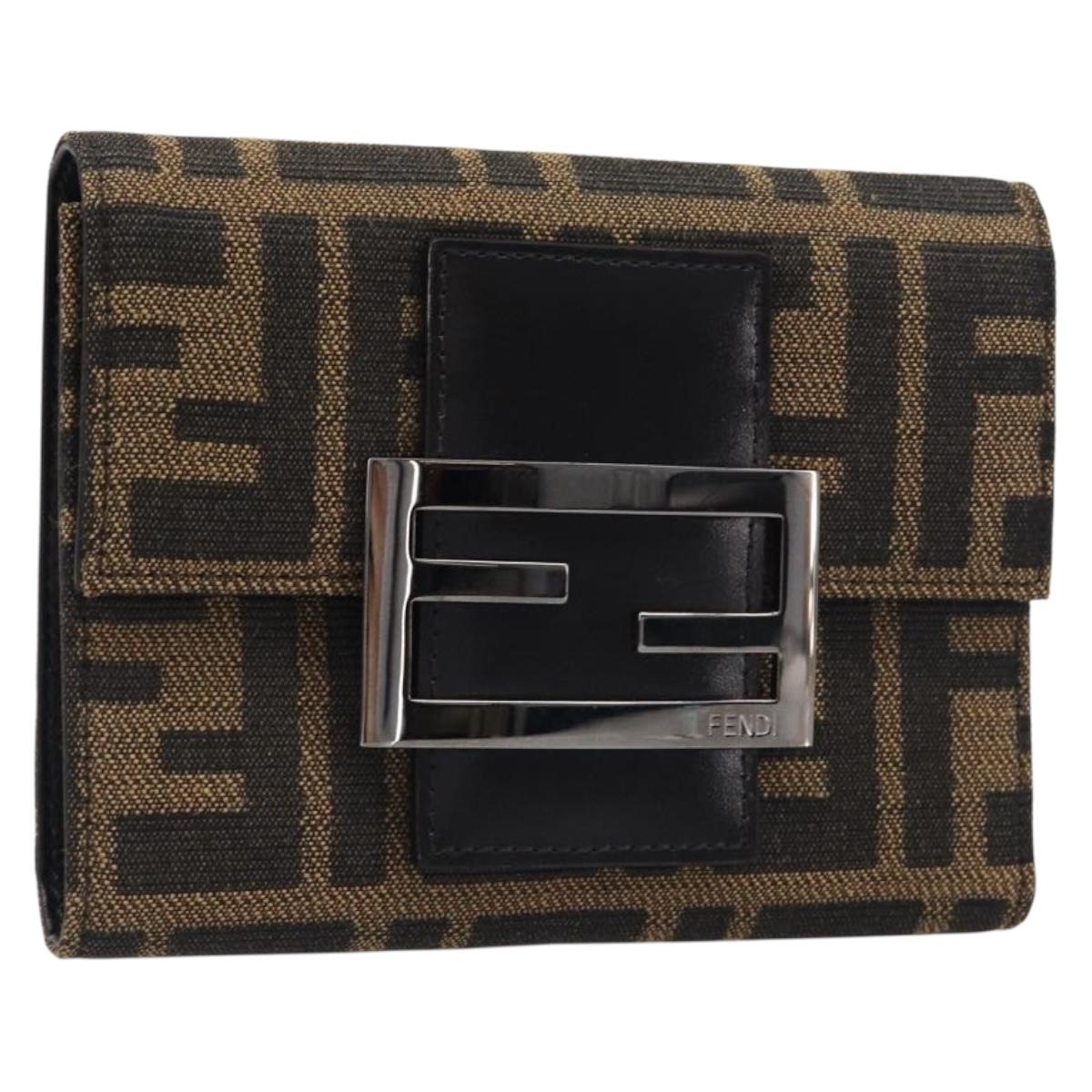 FENDI Zucca Canvas Mamma Baguette Wallet Black Brown Auth 199693V