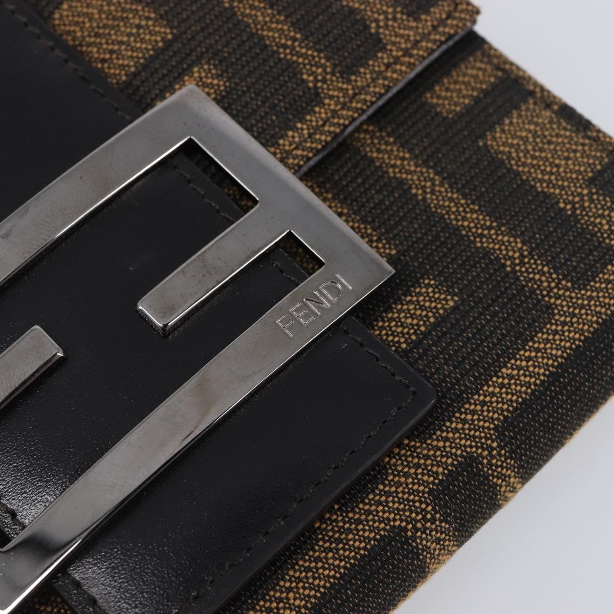 FENDI Zucca Canvas Mamma Baguette Wallet Black Brown Auth 199693V