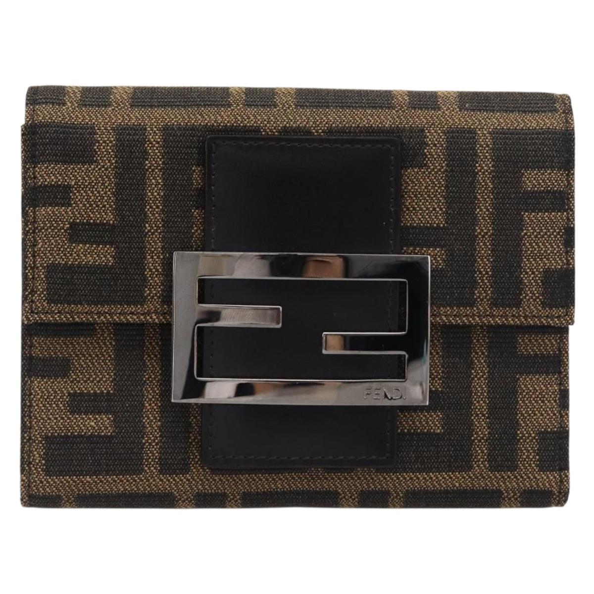 FENDI Zucca Canvas Mamma Baguette Wallet Black Brown Auth 199693V