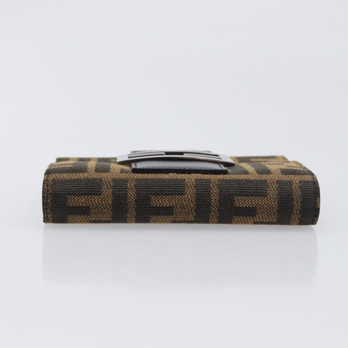 FENDI Zucca Canvas Mamma Baguette Wallet Black Brown Auth 199693V
