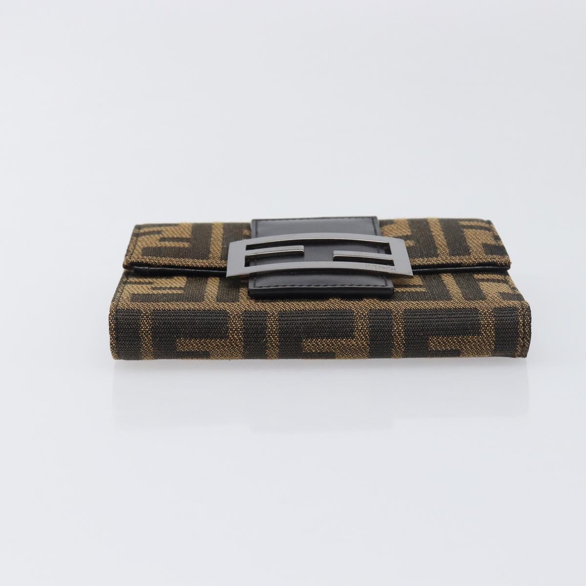 FENDI Zucca Canvas Mamma Baguette Wallet Black Brown Auth 199693V