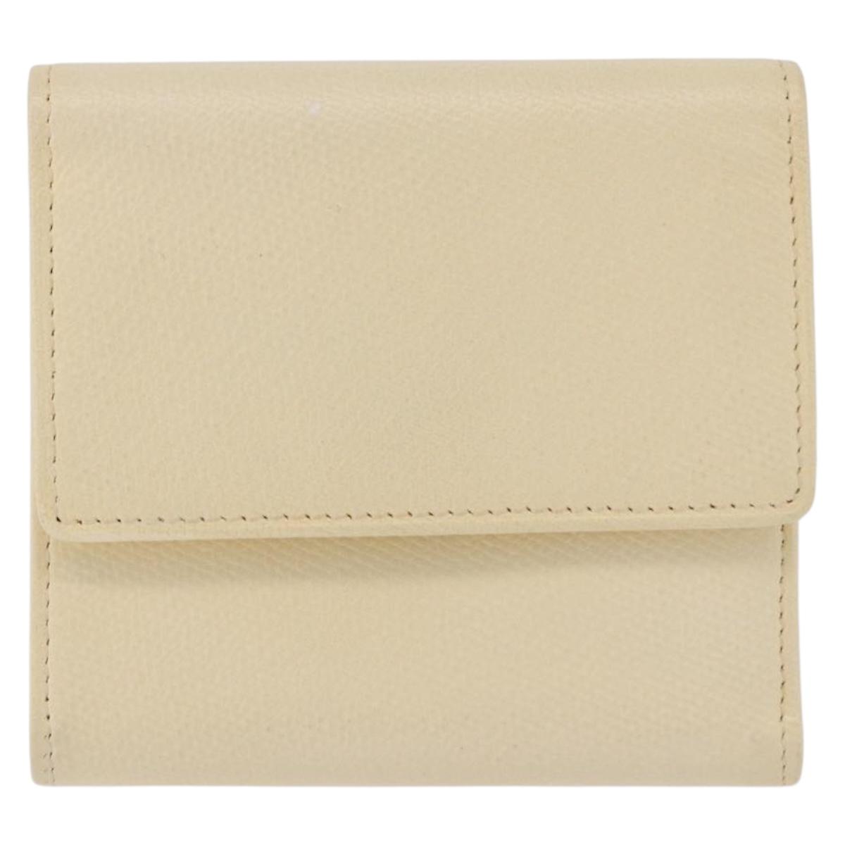 CHANEL Long Wallet Leather Ivory Gold CC Auth 199695A