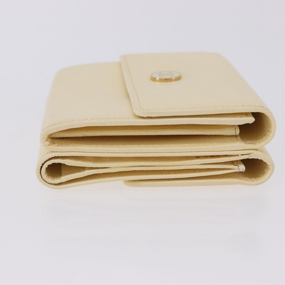 CHANEL Long Wallet Leather Ivory Gold CC Auth 199695A