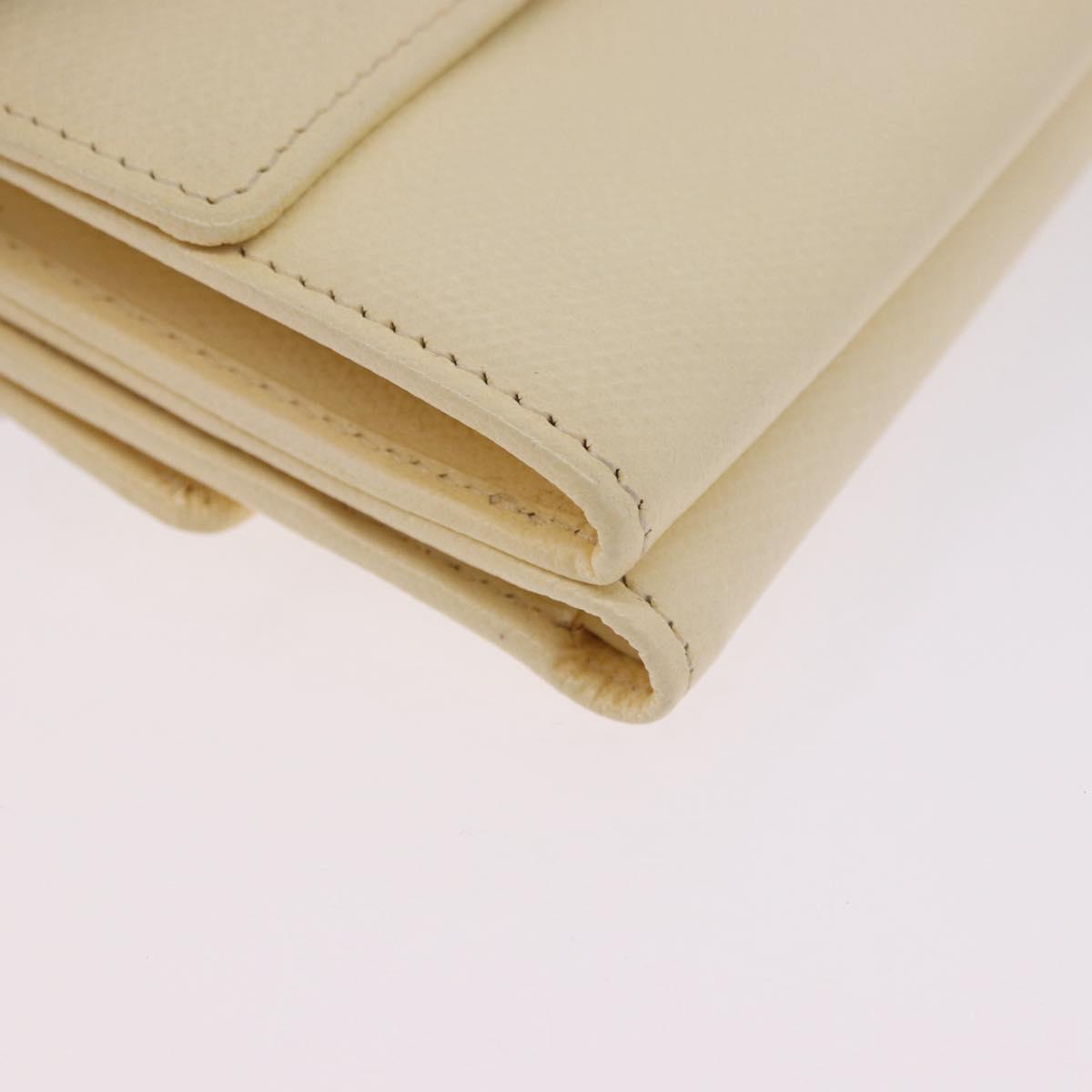 CHANEL Long Wallet Leather Ivory Gold CC Auth 199695A