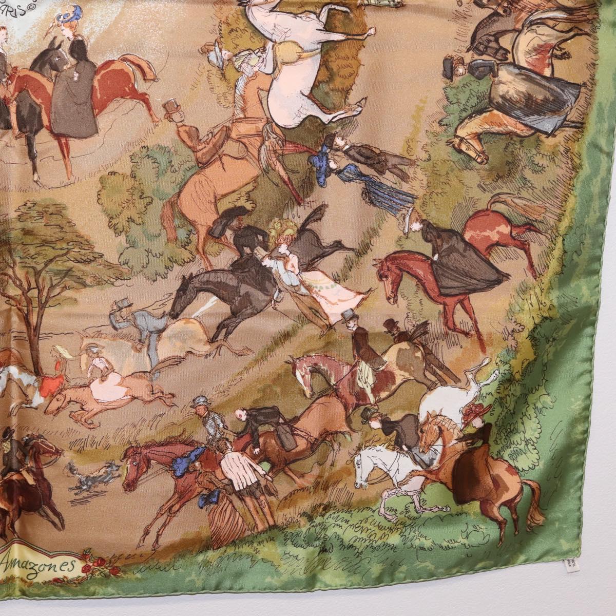 HERMES Carre 90 Scarf Silk Green Auth 199701M