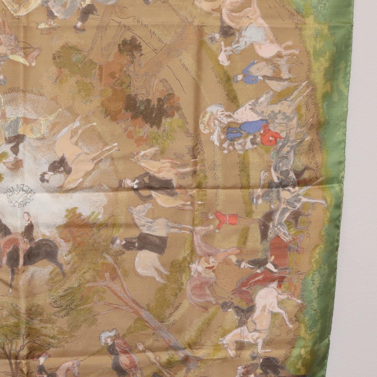HERMES Carre 90 Scarf Silk Green Auth 199701M