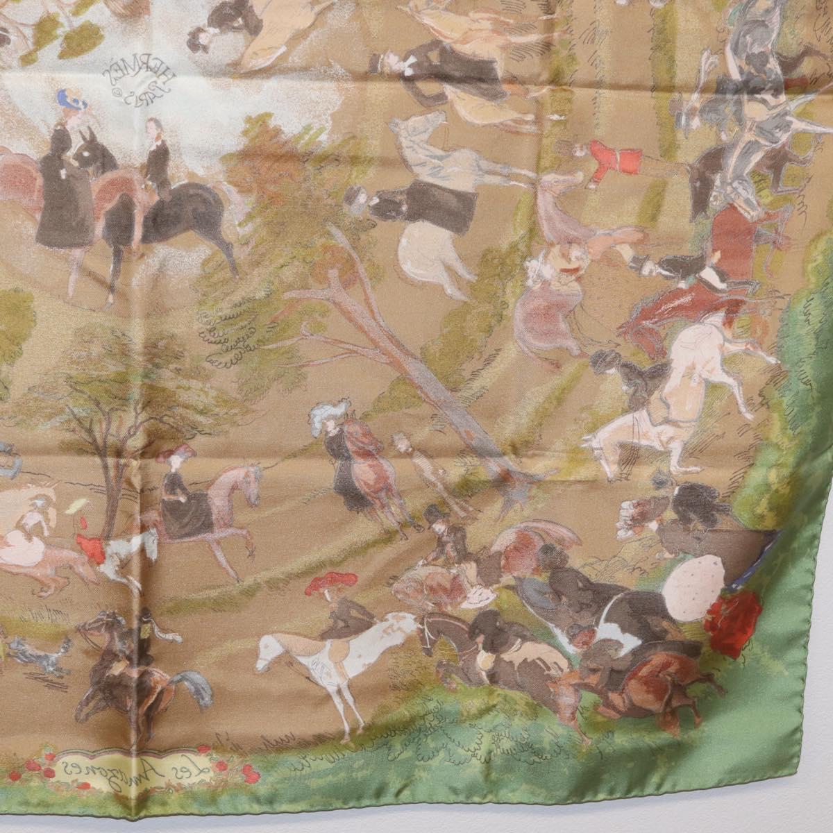 HERMES Carre 90 Scarf Silk Green Auth 199701M