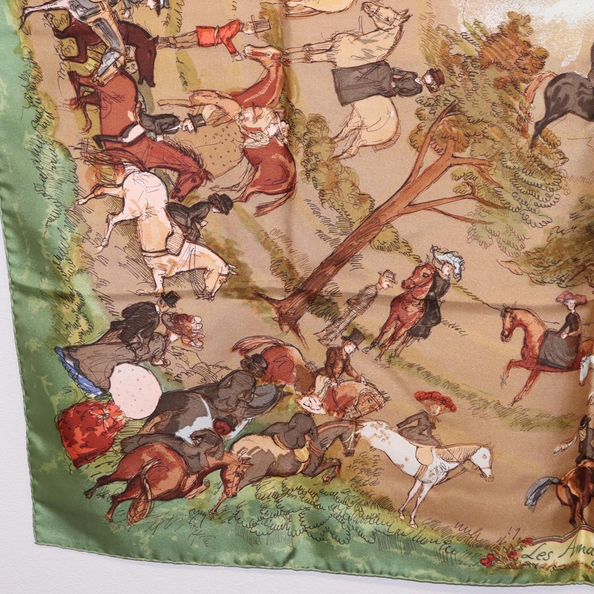 HERMES Carre 90 Scarf Silk Green Auth 199701M