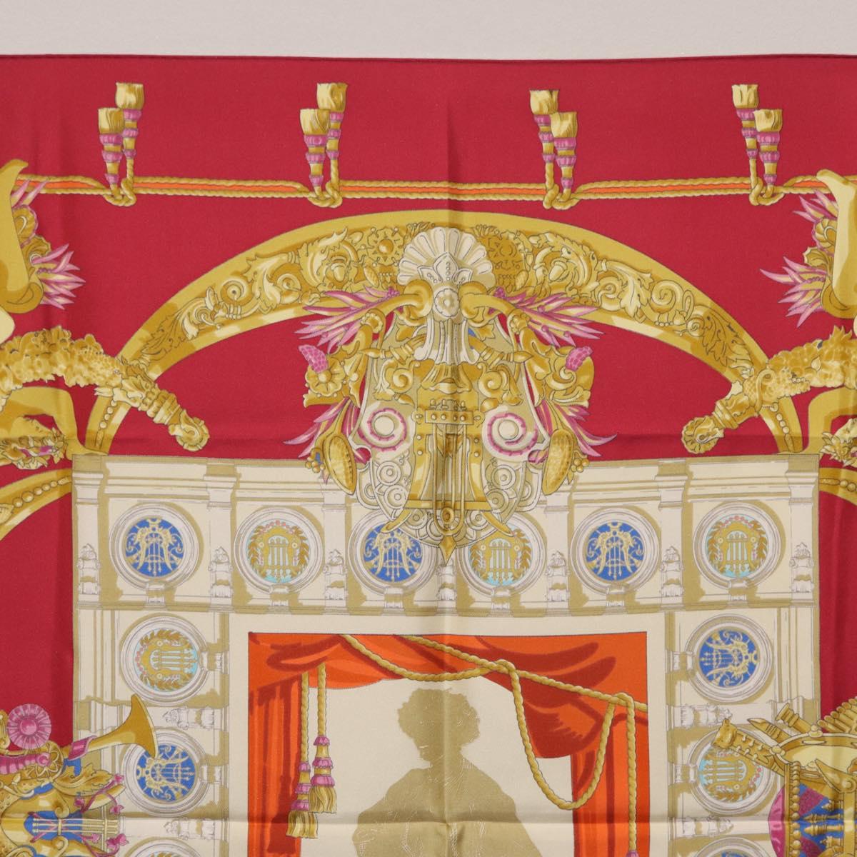 HERMES Carre 90 Scarf Silk Red Auth 199702M