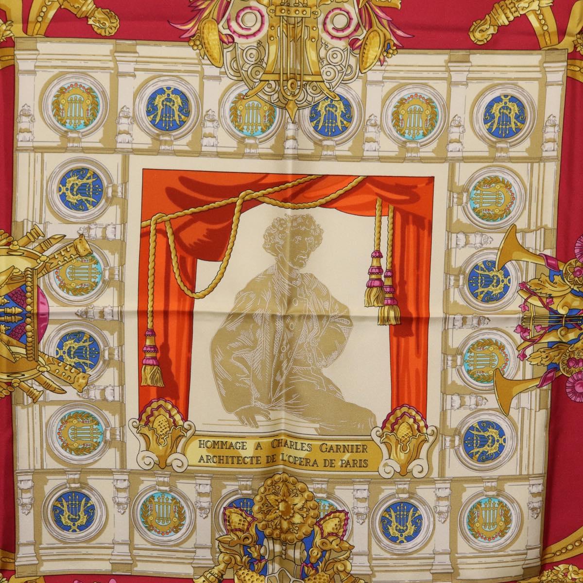 HERMES Carre 90 Scarf Silk Red Auth 199702M