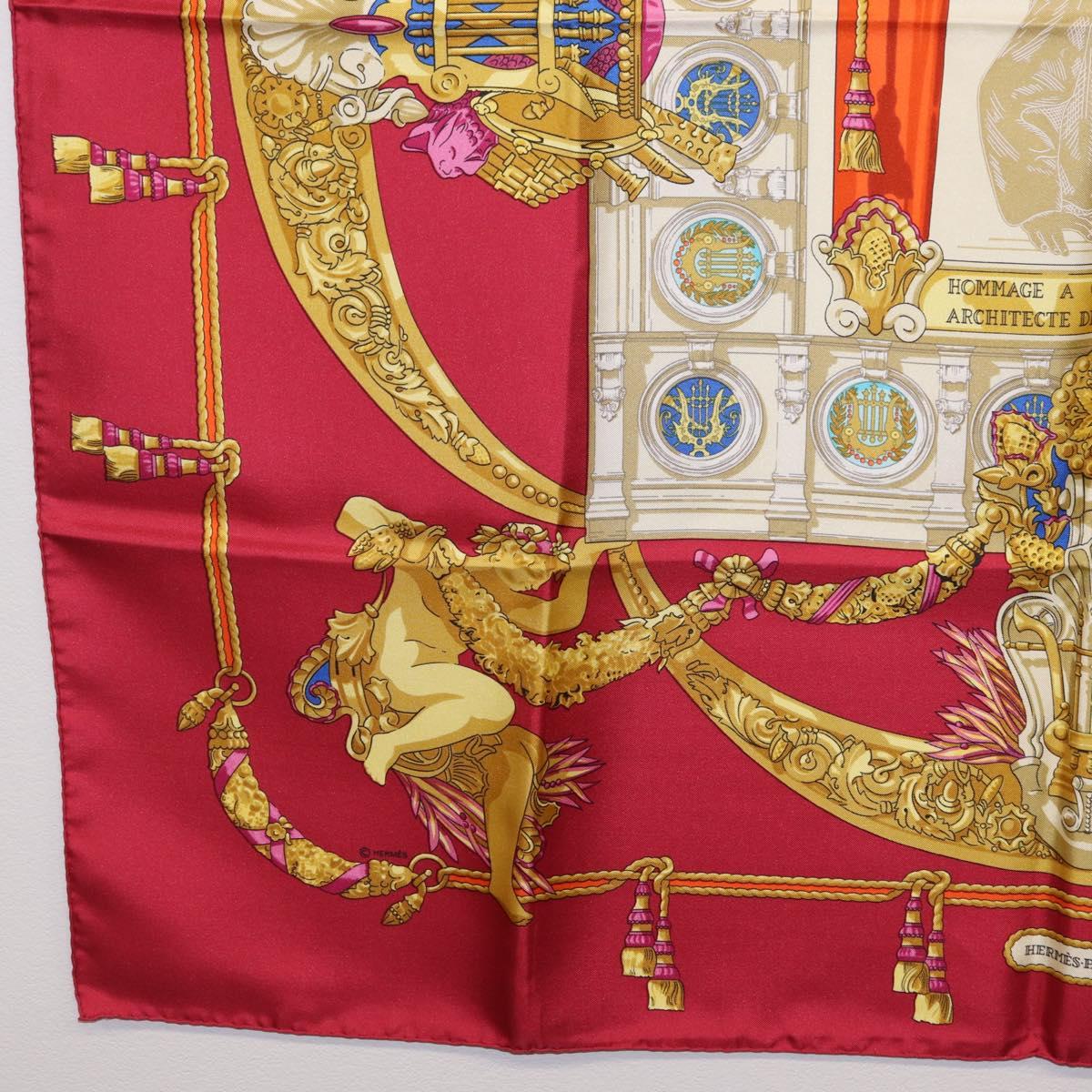 HERMES Carre 90 Scarf Silk Red Auth 199702M