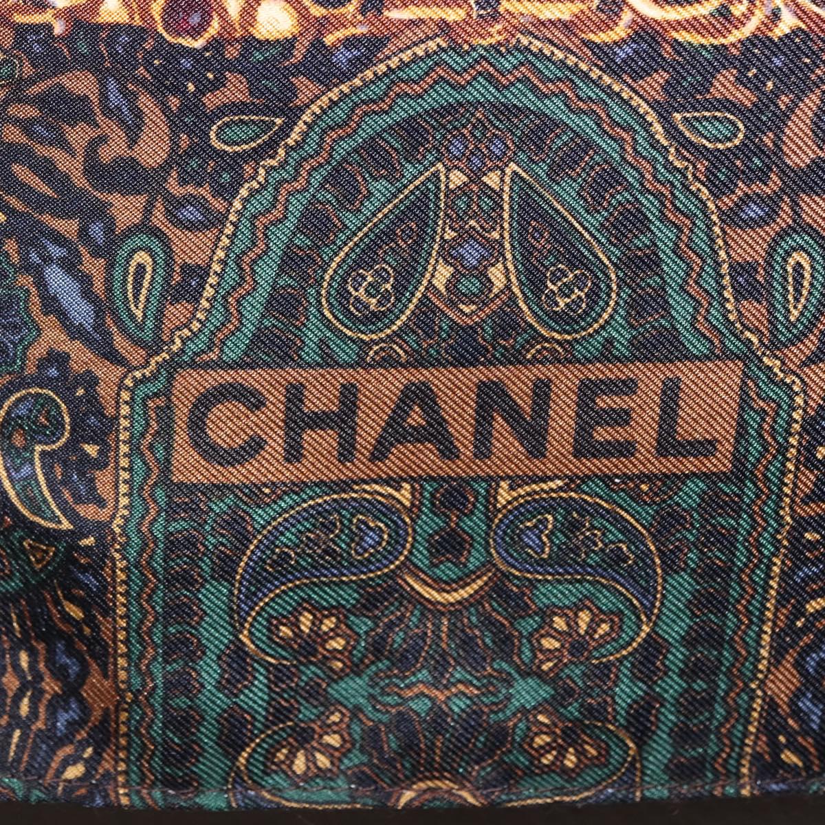 CHANEL Scarf Silk Brown CC Auth 199704M