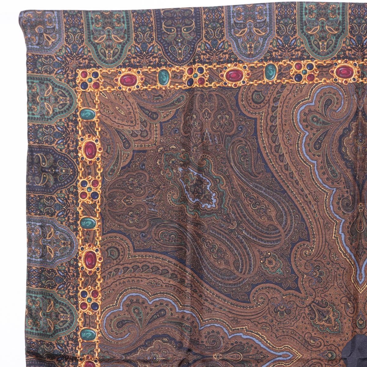 CHANEL Scarf Silk Brown CC Auth 199704M