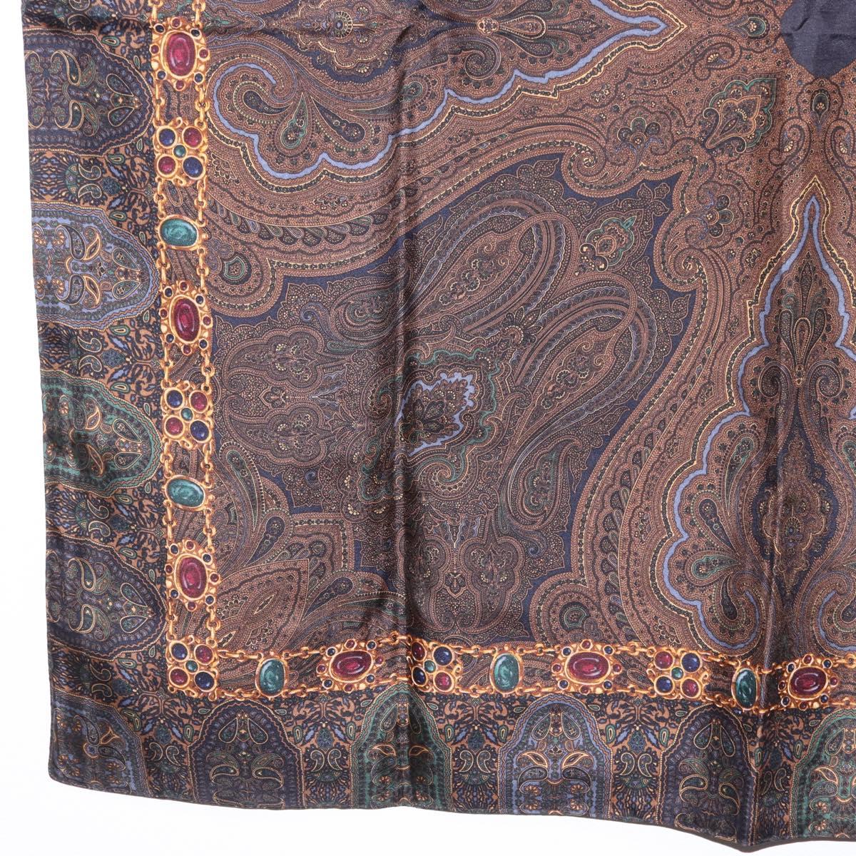 CHANEL Scarf Silk Brown CC Auth 199704M