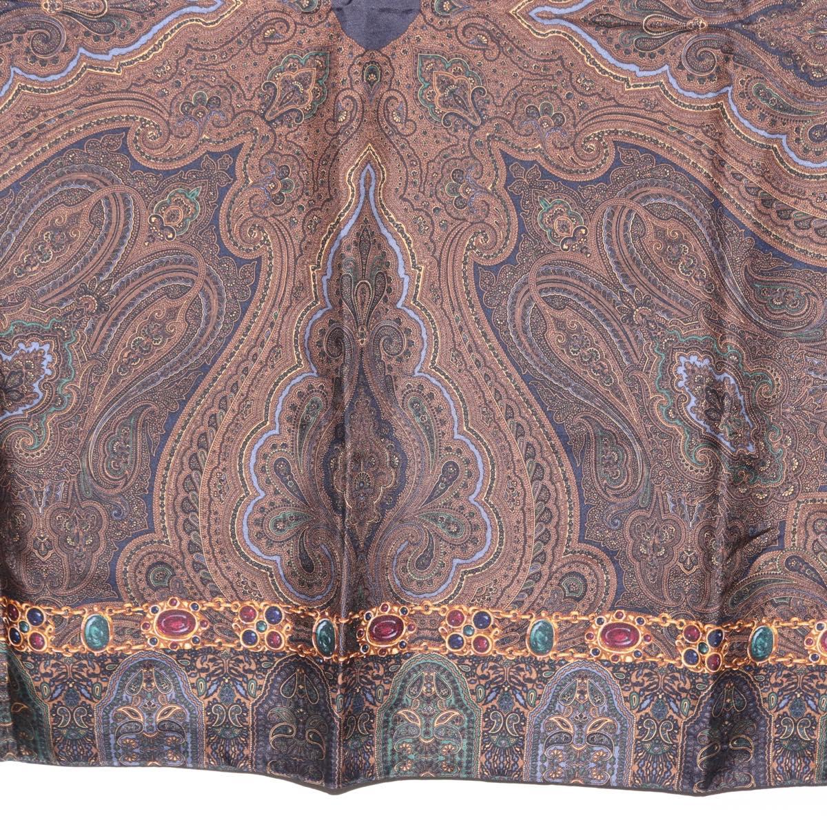 CHANEL Scarf Silk Brown CC Auth 199704M