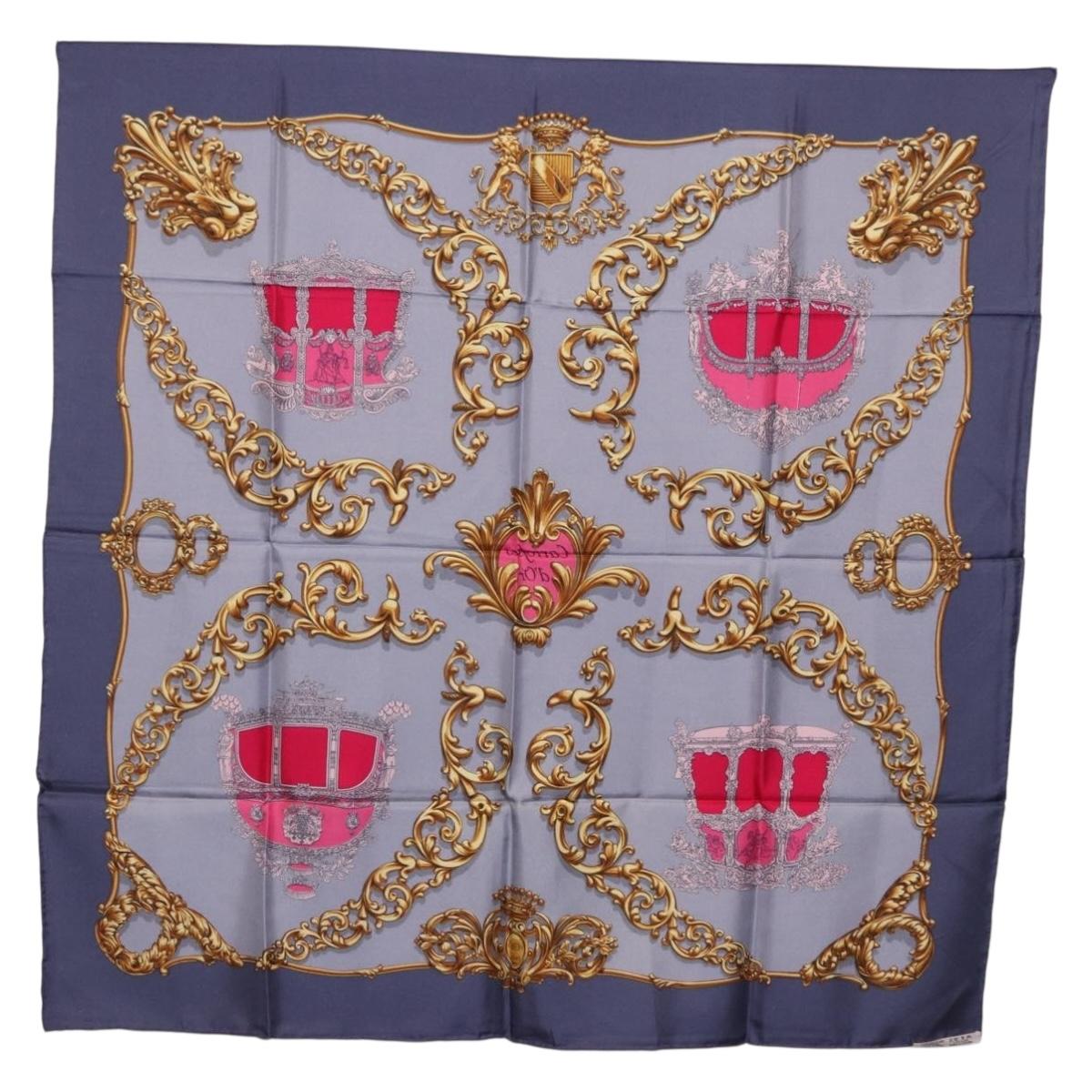 HERMES Carre 90 Scarf Silk Gray Auth 199716
