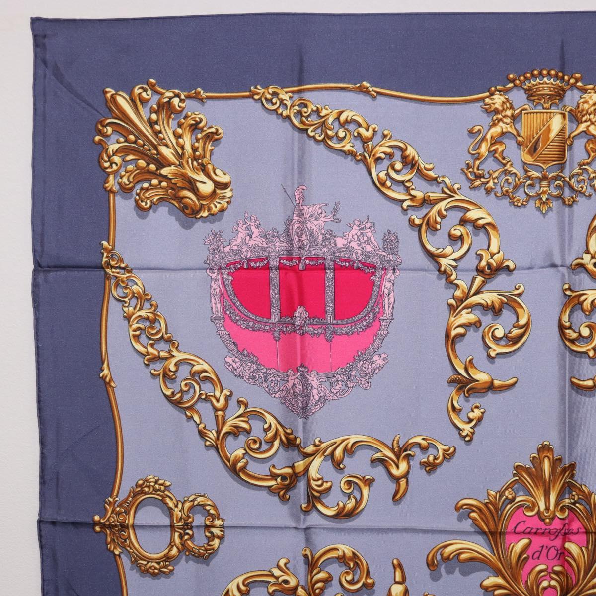 HERMES Carre 90 Scarf Silk Gray Auth 199716