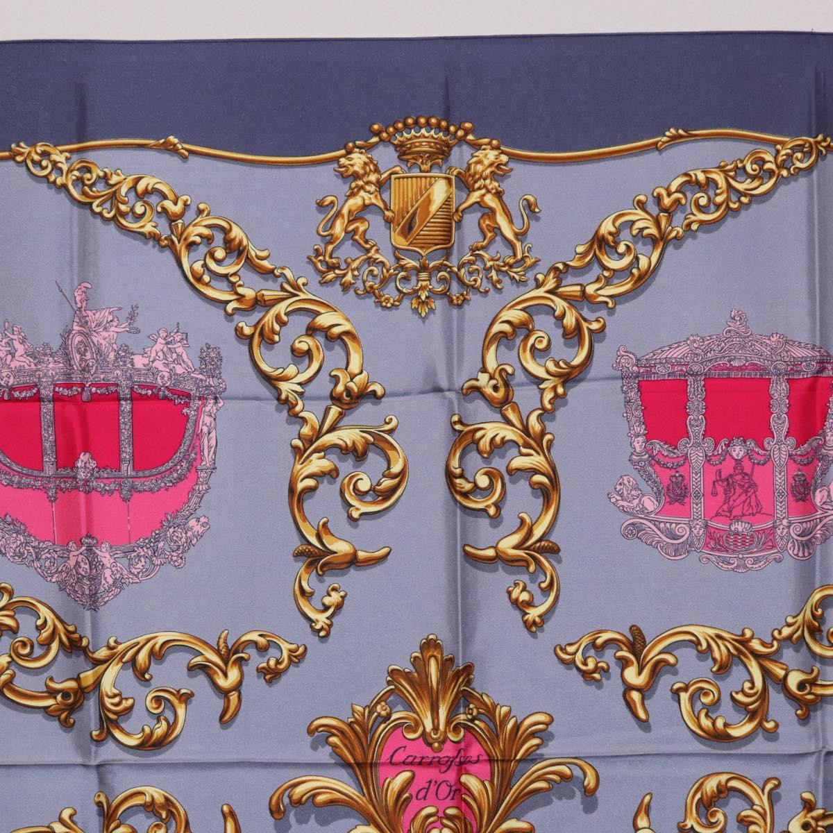 HERMES Carre 90 Scarf Silk Gray Auth 199716