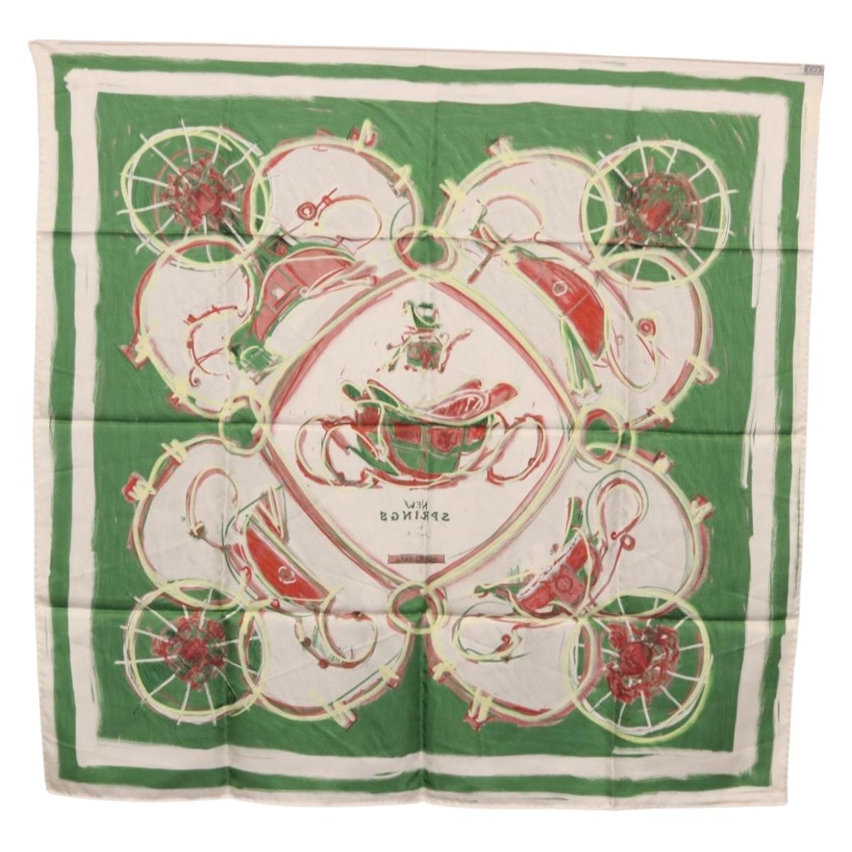 HERMES Carre 90 Scarf Silk Green Auth 199724M