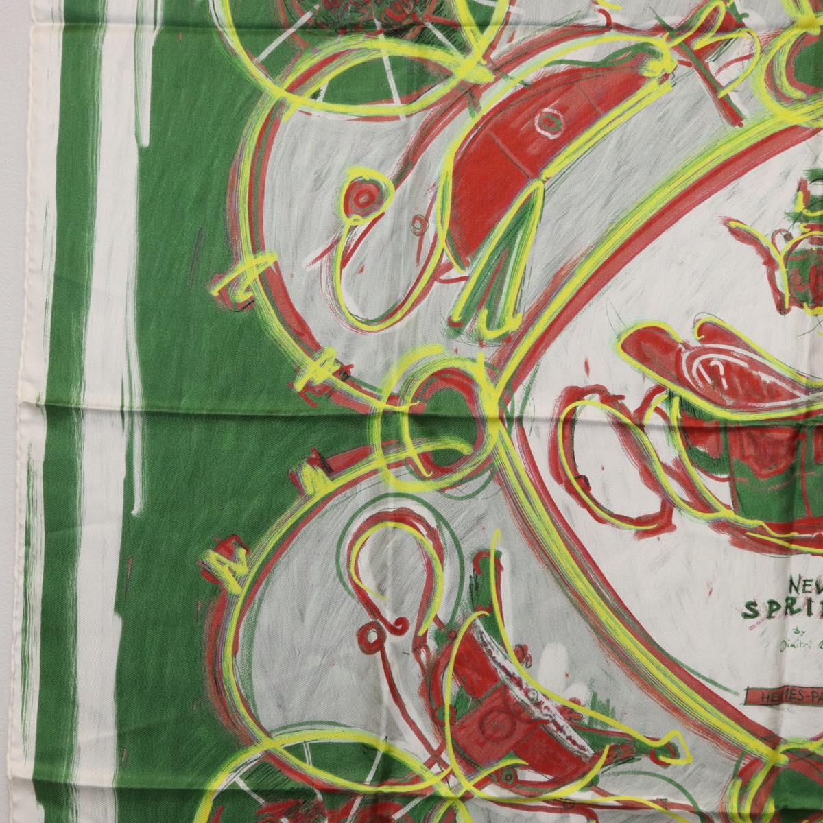 HERMES Carre 90 Scarf Silk Green Auth 199724M