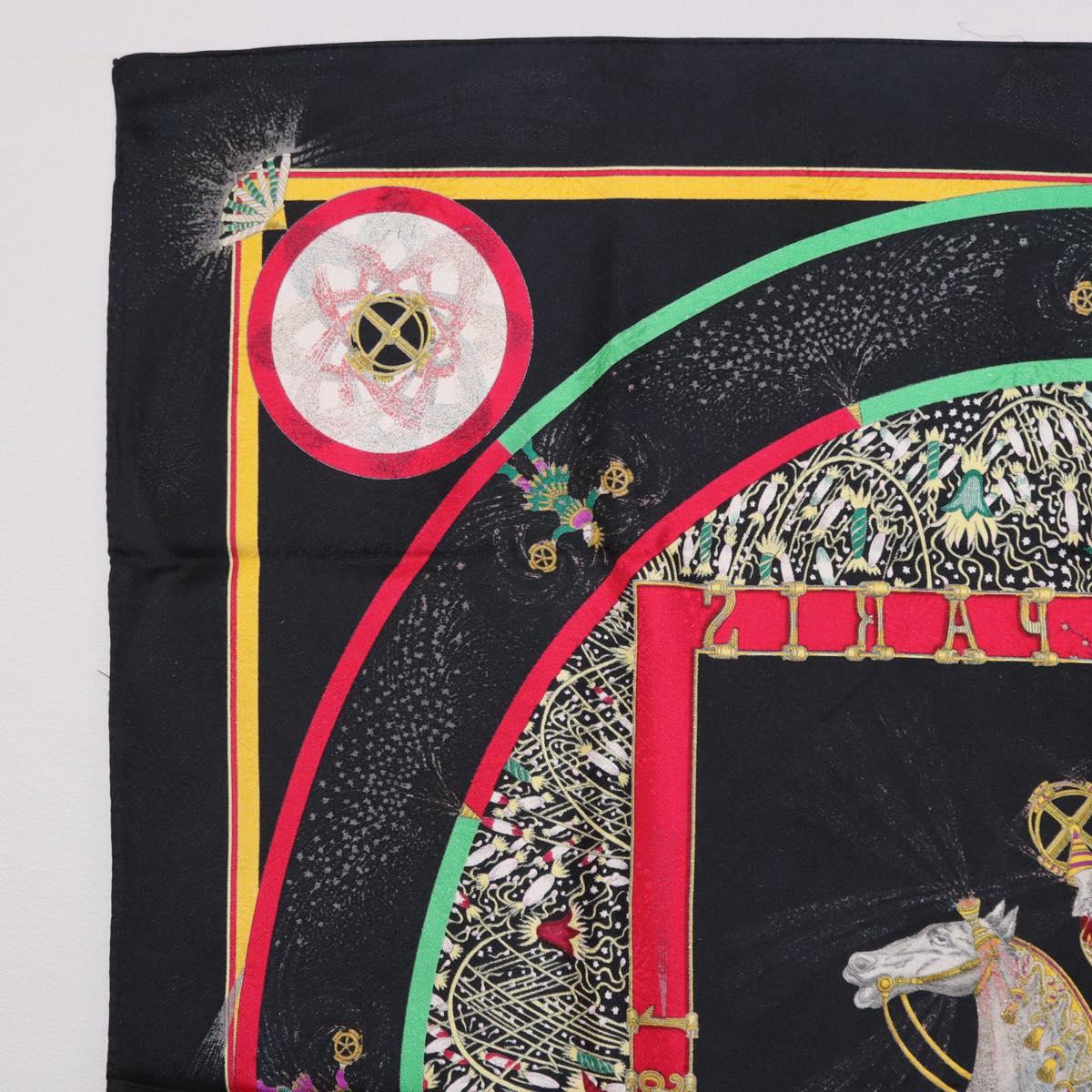 HERMES Carre 90 Scarf Silk Black Auth 199728M