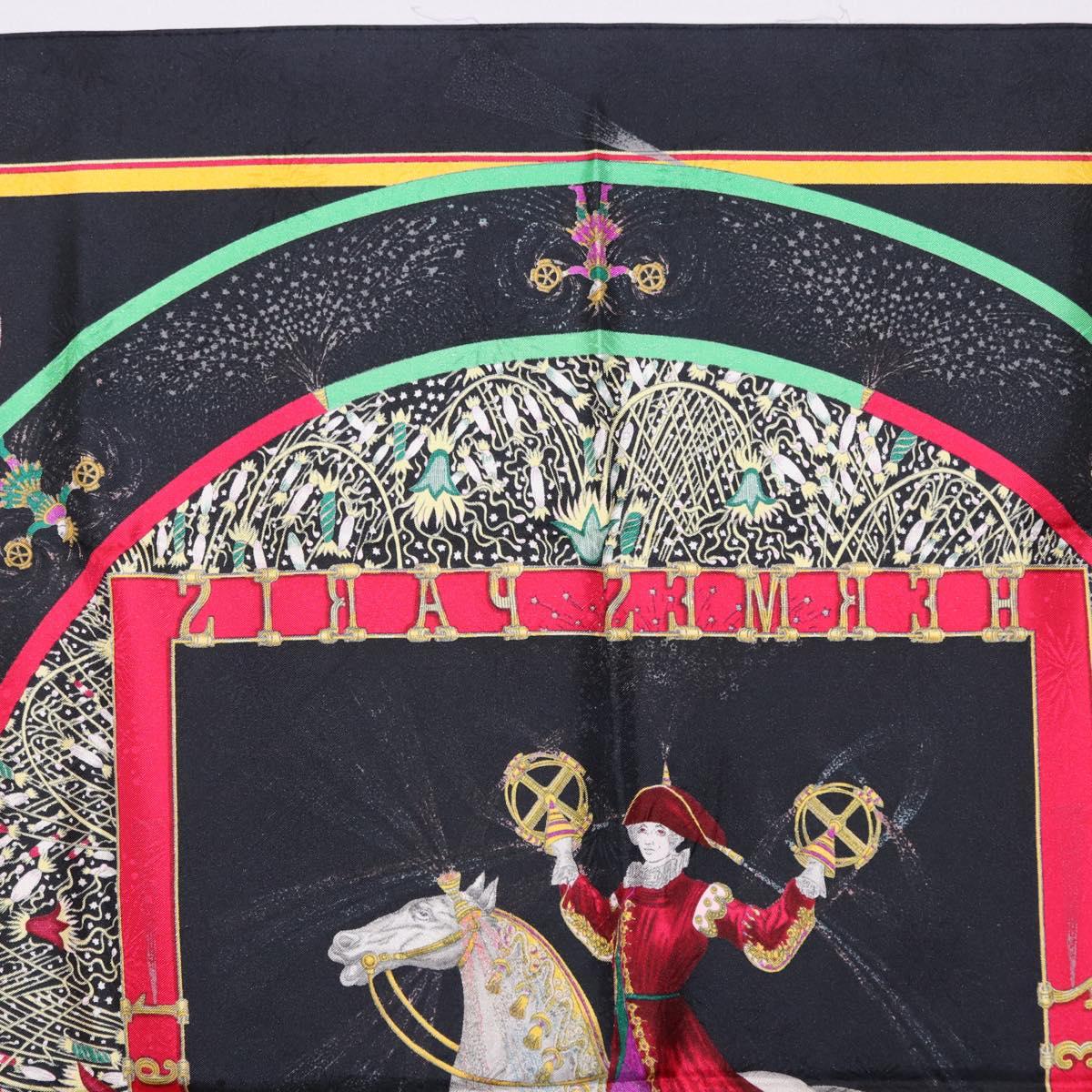 HERMES Carre 90 Scarf Silk Black Auth 199728M