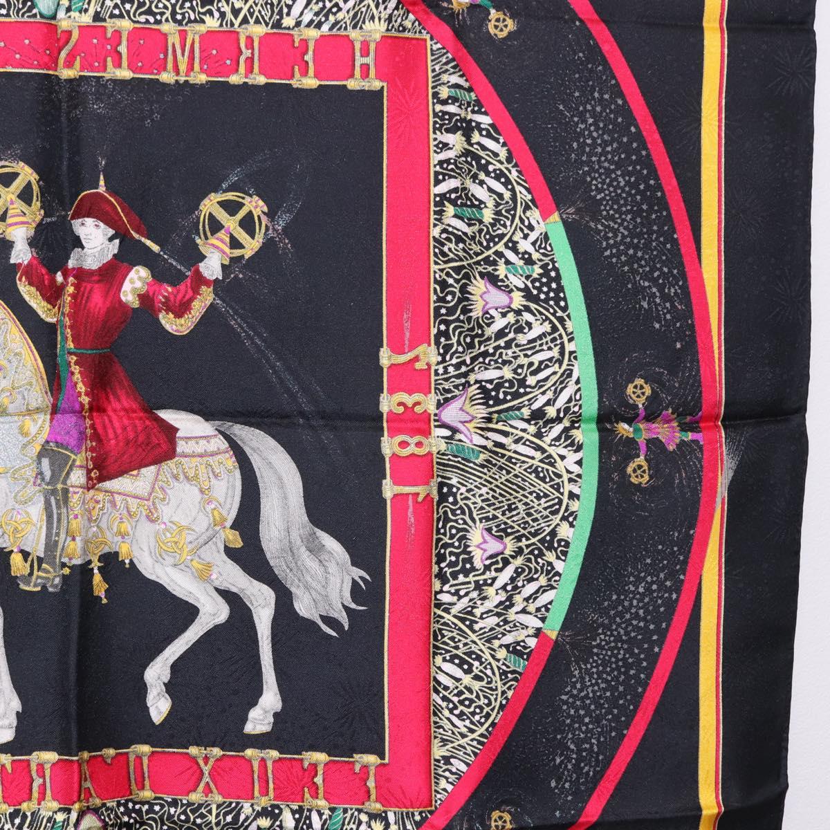 HERMES Carre 90 Scarf Silk Black Auth 199728M