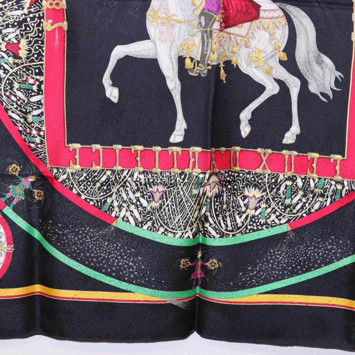 HERMES Carre 90 Scarf Silk Black Auth 199728M