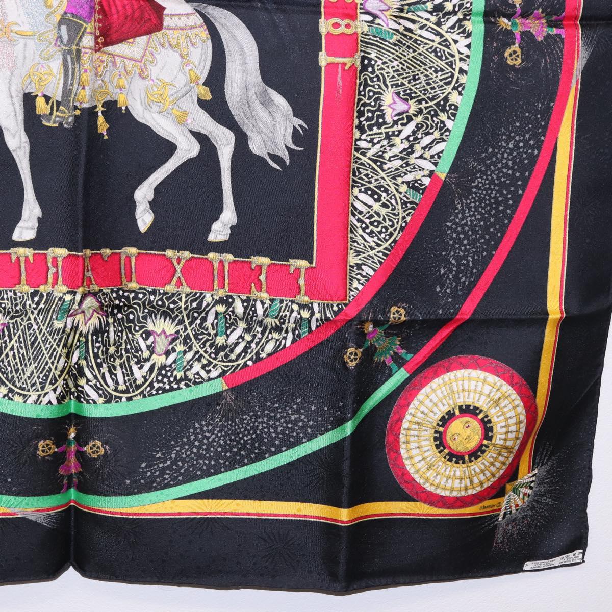 HERMES Carre 90 Scarf Silk Black Auth 199728M