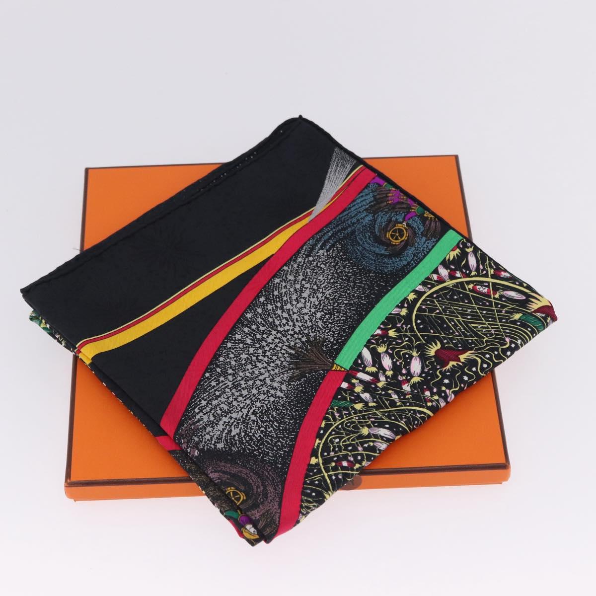 HERMES Carre 90 Scarf Silk Black Auth 199728M