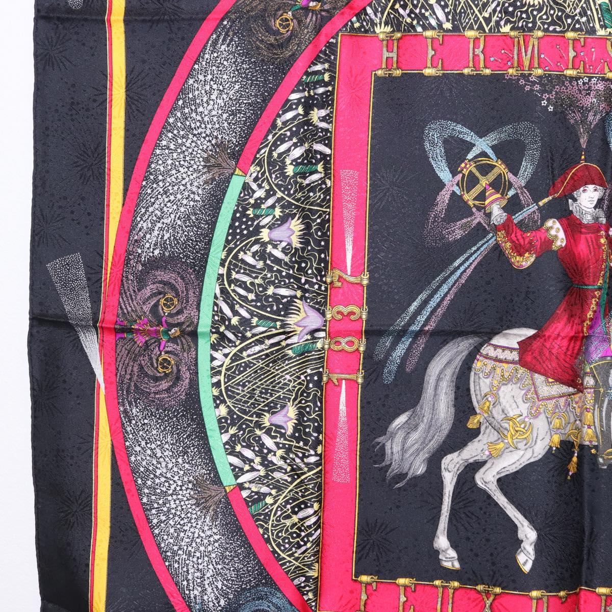 HERMES Carre 90 Scarf Silk Black Auth 199728M