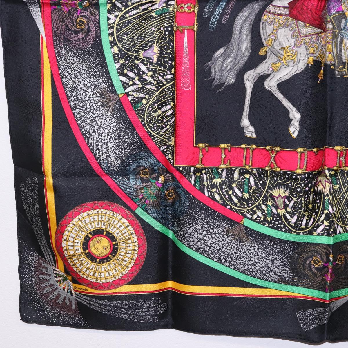 HERMES Carre 90 Scarf Silk Black Auth 199728M