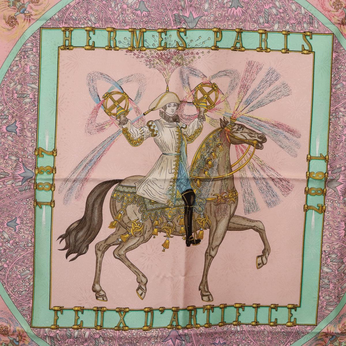 HERMES Carre 90 Scarf Silk Pink Auth 199729M