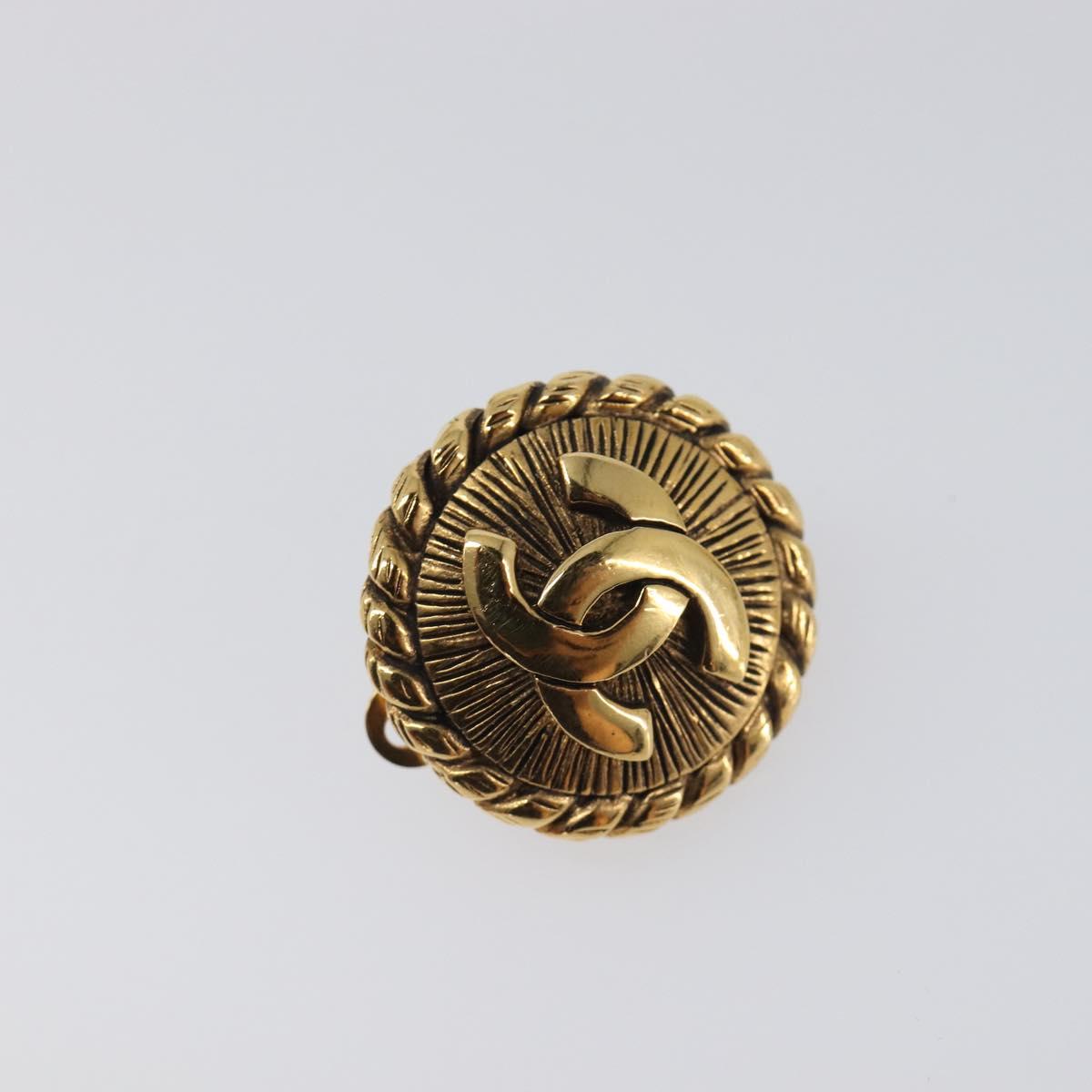 CHANEL Earring metal Gold Tone CC Auth 199736V