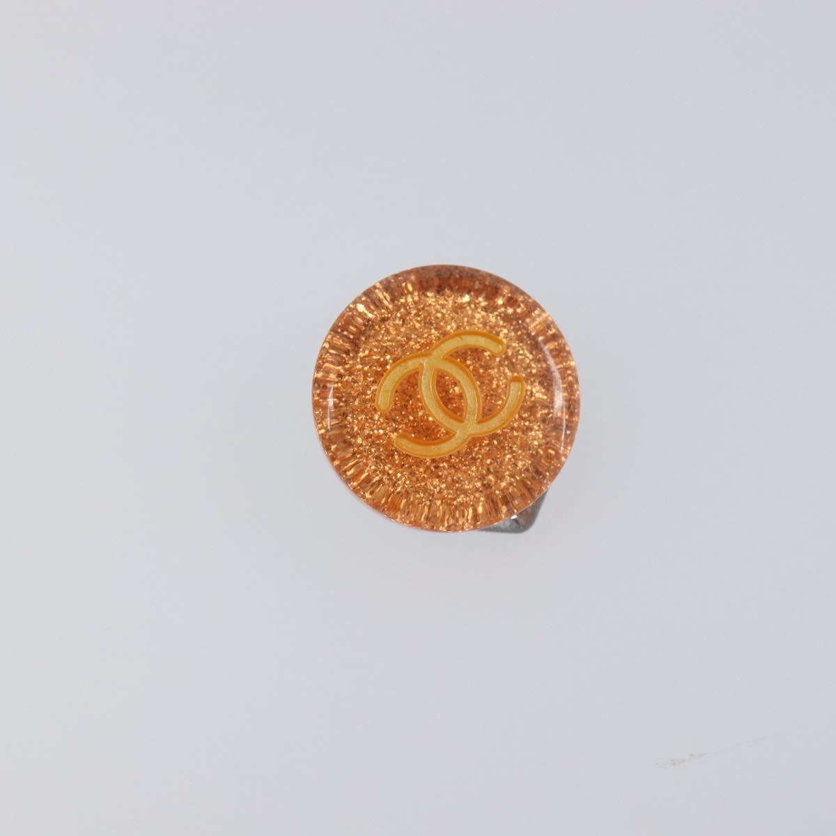 CHANEL Earring plastic Orange CC Auth 199737V