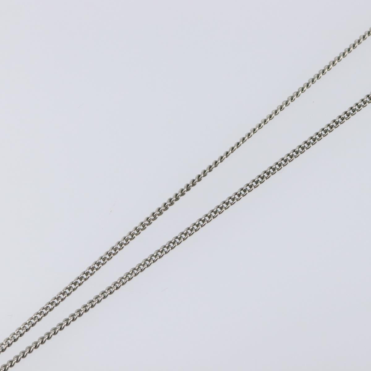 CHANEL Camelia Necklace Metal Silver CC Auth 199739