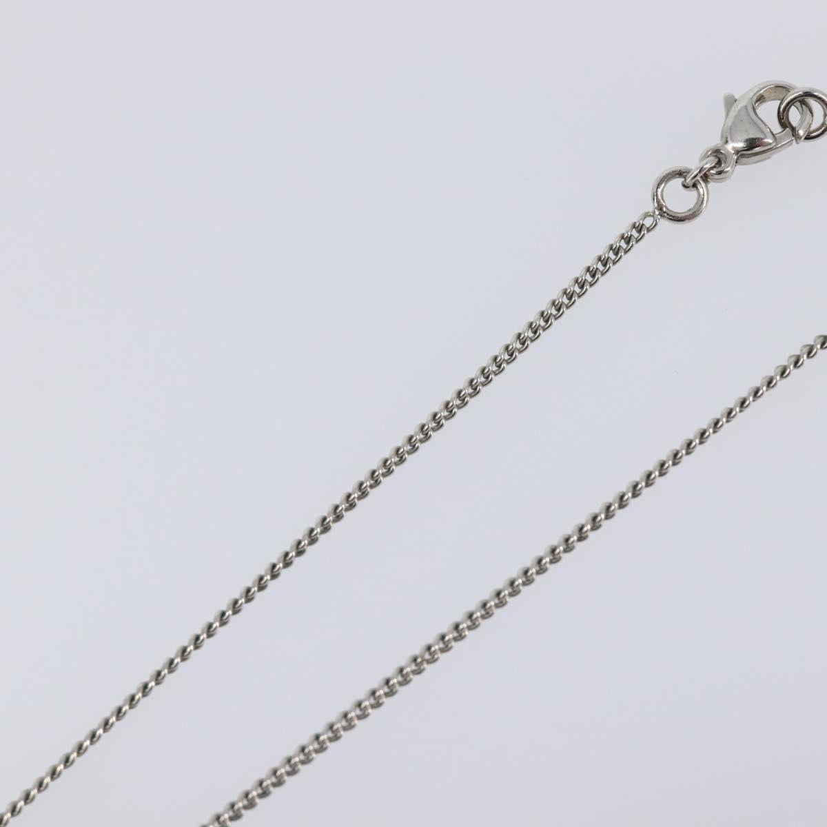 CHANEL Camelia Necklace Metal Silver CC Auth 199739