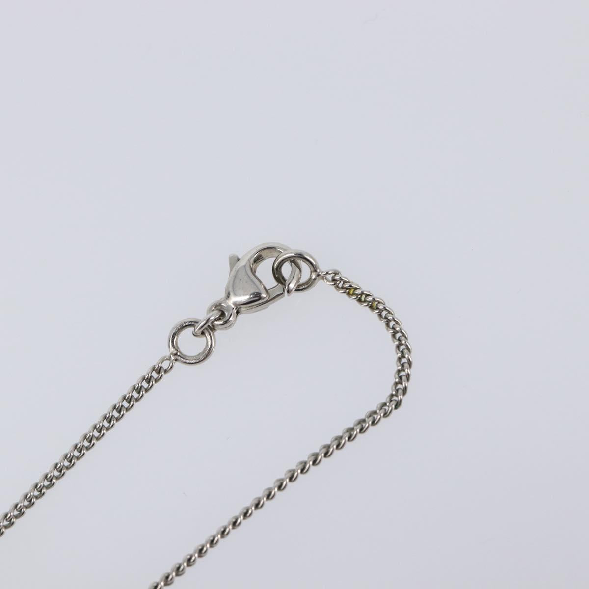 CHANEL Camelia Necklace Metal Silver CC Auth 199739