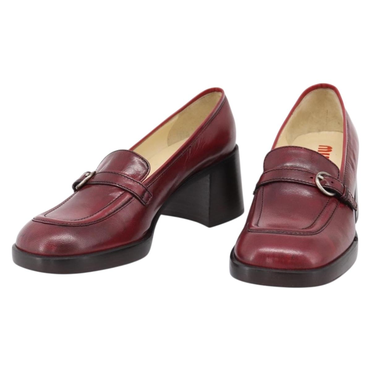 Miu Miu Loafers Leather 37 Red Auth 199780V