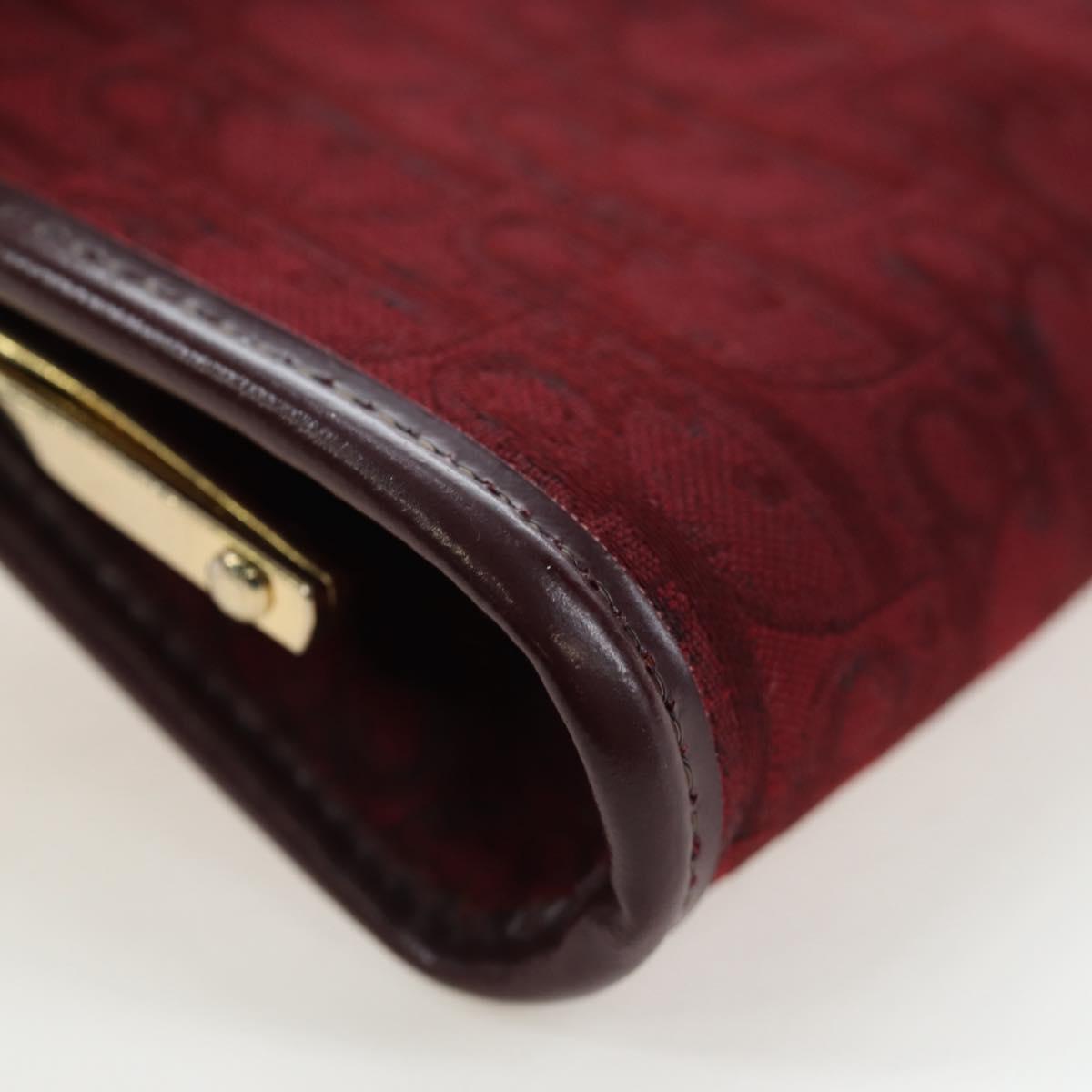 Christian Dior Trotter Canvas Coin Purse Bordeaux Gold Auth 199784A
