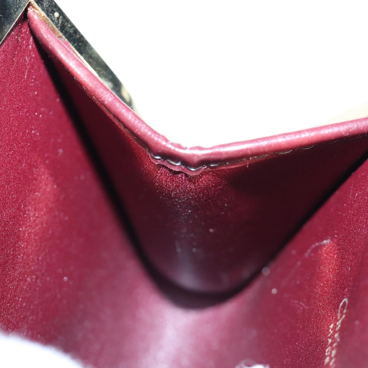Christian Dior Trotter Canvas Coin Purse Bordeaux Gold Auth 199784A