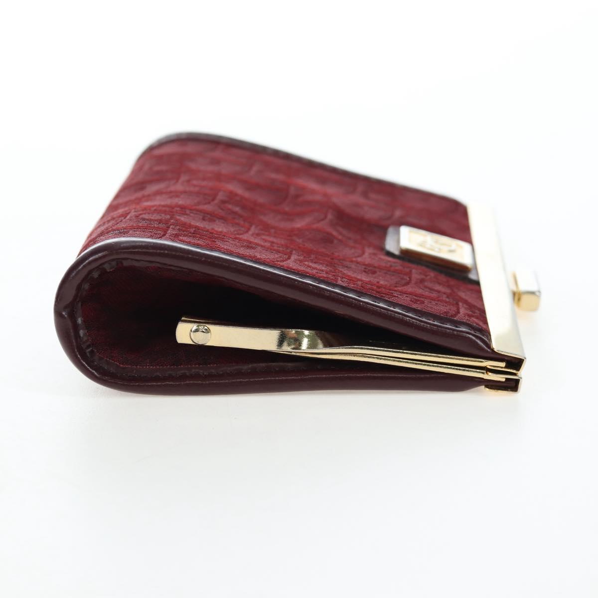 Christian Dior Trotter Canvas Coin Purse Bordeaux Gold Auth 199784A