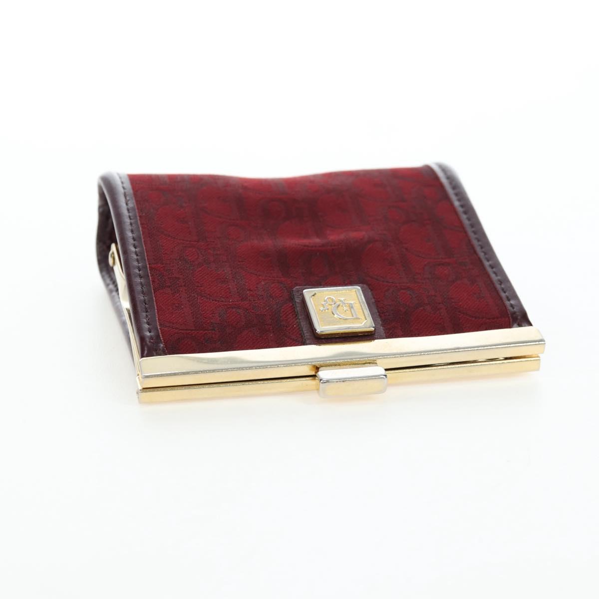 Christian Dior Trotter Canvas Coin Purse Bordeaux Gold Auth 199784A