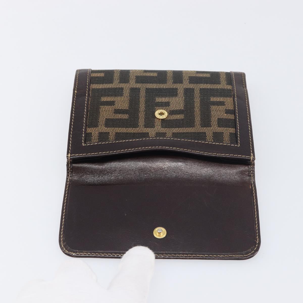 FENDI Zucca Canvas Wallet Black Brown Auth 199785A
