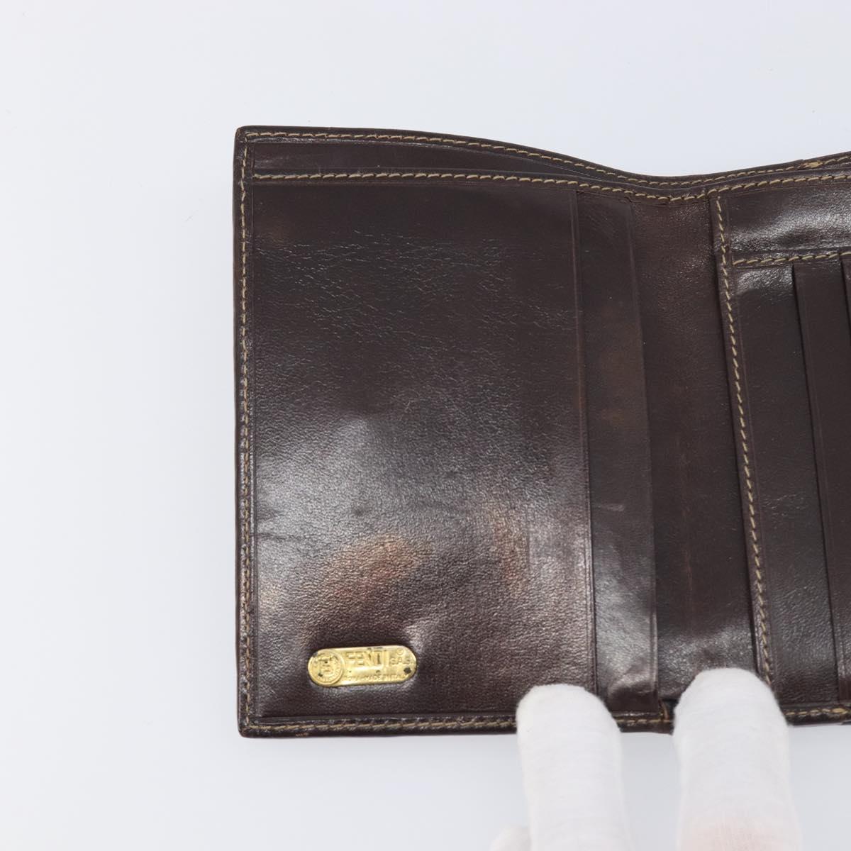FENDI Zucca Canvas Wallet Black Brown Auth 199785A