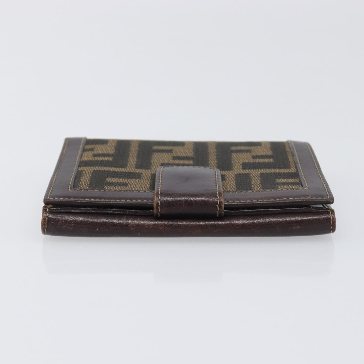 FENDI Zucca Canvas Wallet Black Brown Auth 199785A