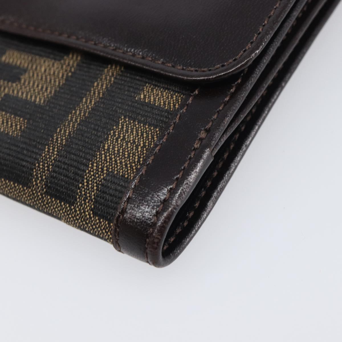 FENDI Zucca Canvas Mamma Baguette Wallet Black Brown Auth 199786A