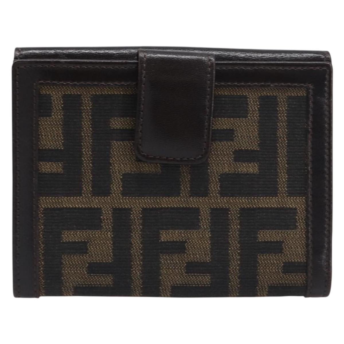 FENDI Zucca Canvas Mamma Baguette Wallet Black Brown Auth 199786A