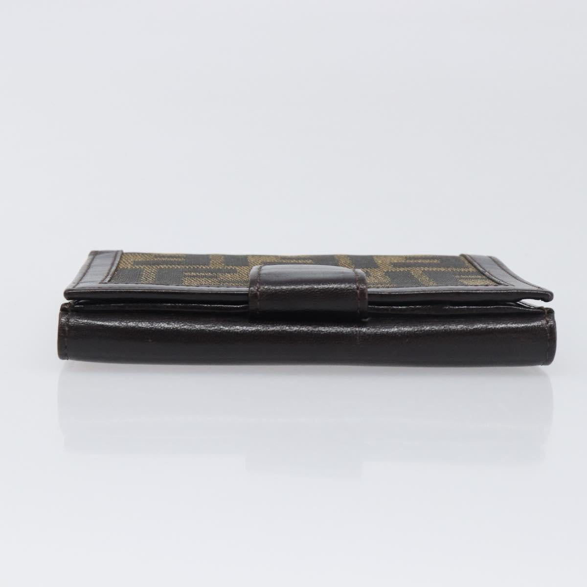 FENDI Zucca Canvas Mamma Baguette Wallet Black Brown Auth 199786A
