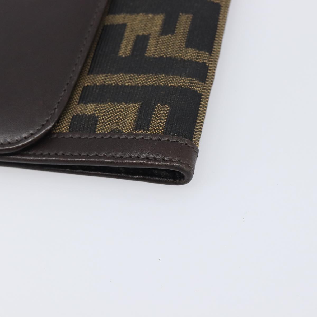 FENDI Zucca Canvas Long Wallet Black Brown Auth 199787A